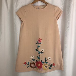 Zara girls blush dress with embroidered flowers